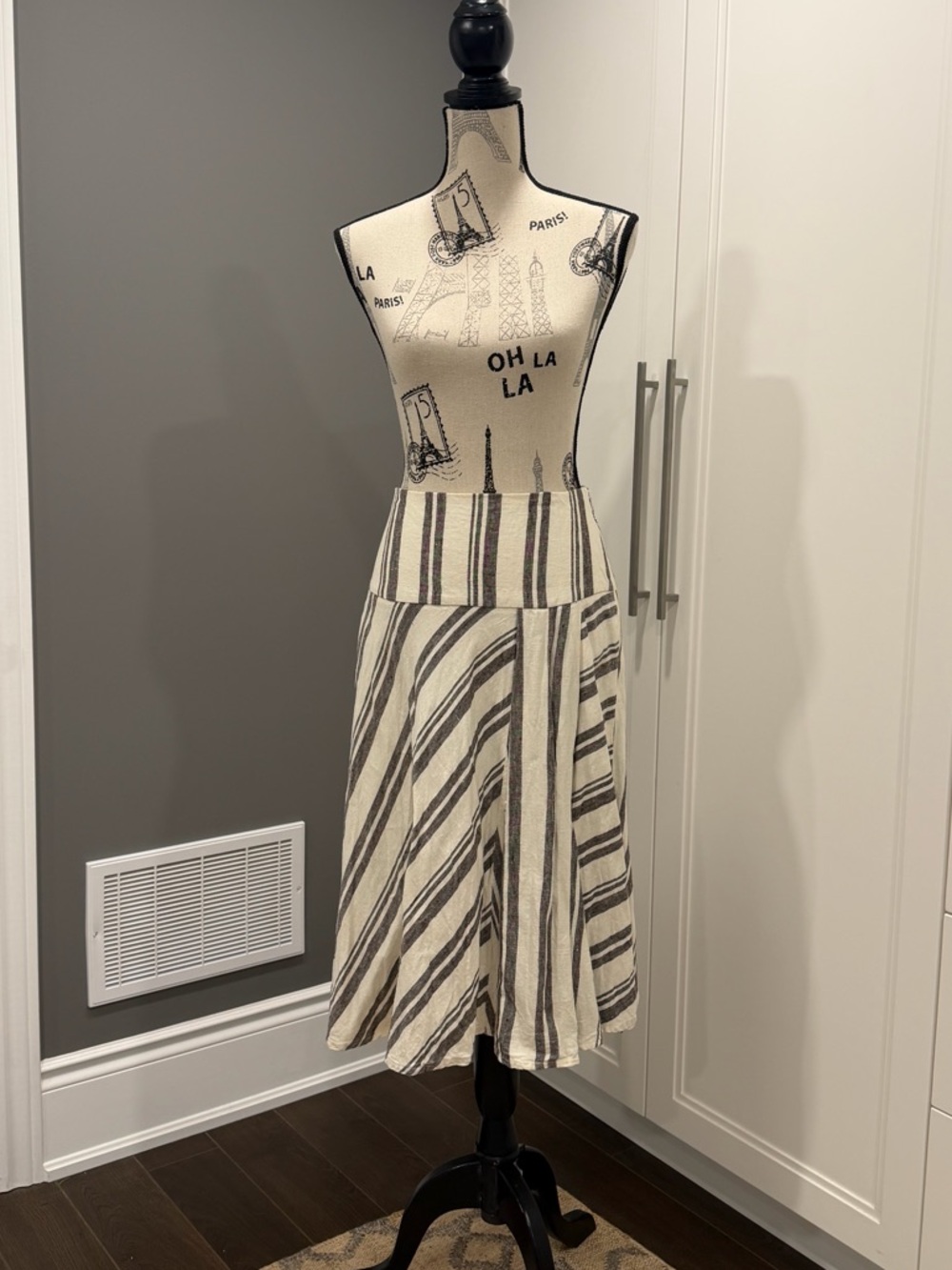 Vintage GAP Cream and Earth Tone Striped Midi Skirt